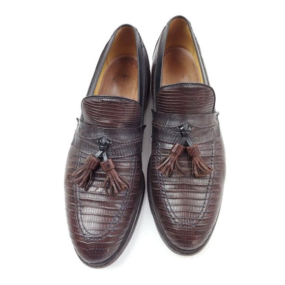 ALLEN EDMONDS Lizard Leather Clayton Tassel Loafer Brown Size 9.5 A $700 main image 6